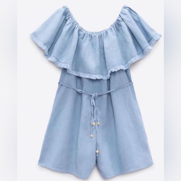 ZARA linen blend romper size large - Picture 2 of 9